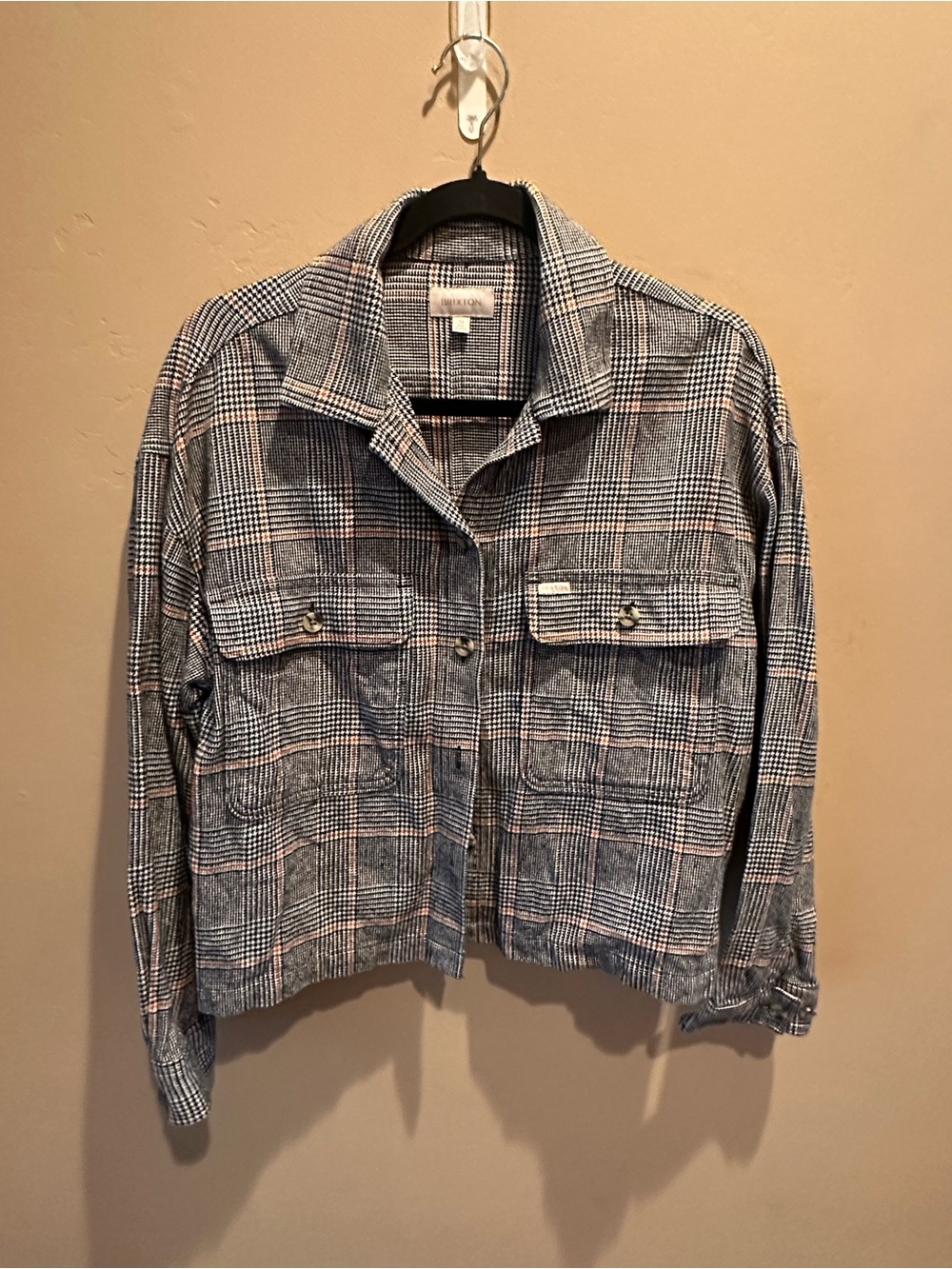 Brixton Bowery Cropped Plaid Flannel Shacket Shirt Jacket Women's Size Small
